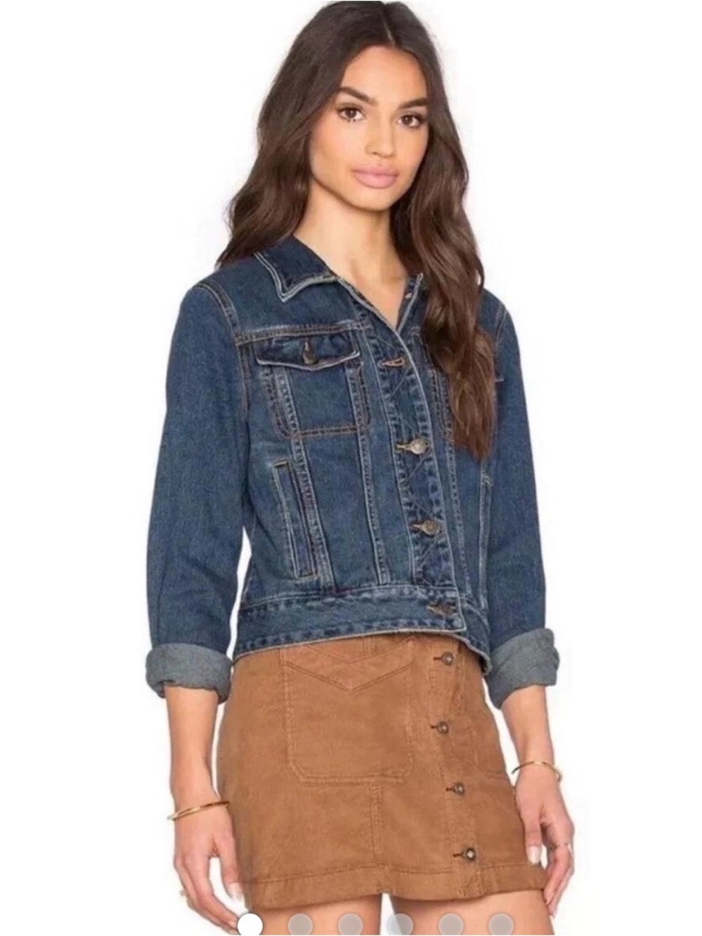 Free People Denim Trucker Jacket Paisley Lining XS
